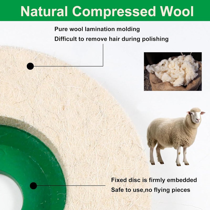 Utoolmart 10 Pcs Inch Wool Felt Polishing Wheel Disc, Wool Polishing Wheel Disc for Angle Grinder, Buffing Polishing Wheel Arbor 5/8" for Marble Stone (4 Inch, 400, Medium Thick) - Image 3